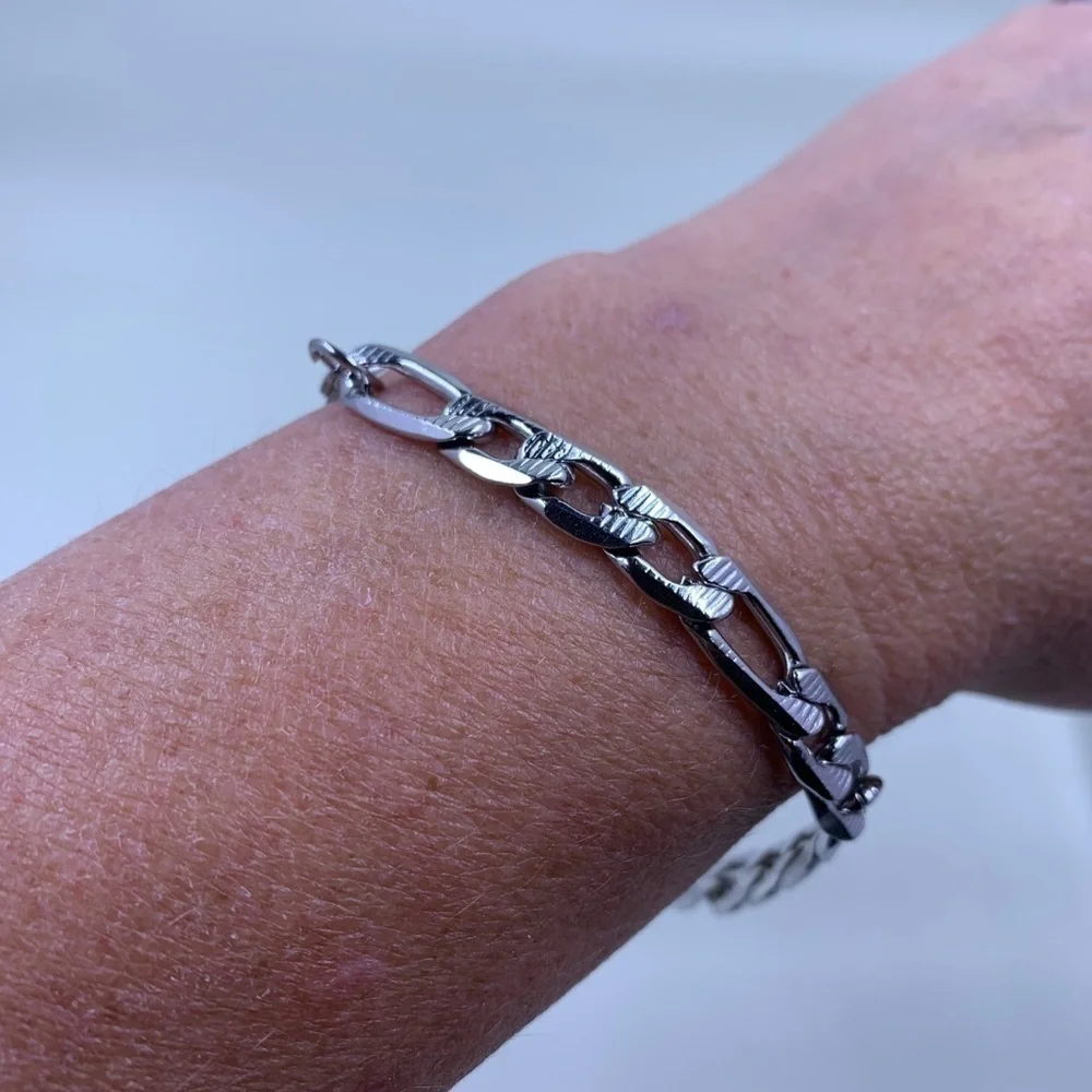 Heavy Duty Men’s 316L Stainless Steel Multi-Link Bracelet Silver Tone